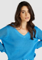 V-neck sweater with mesh sleeves