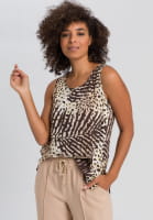 Blouse top with leaf-print