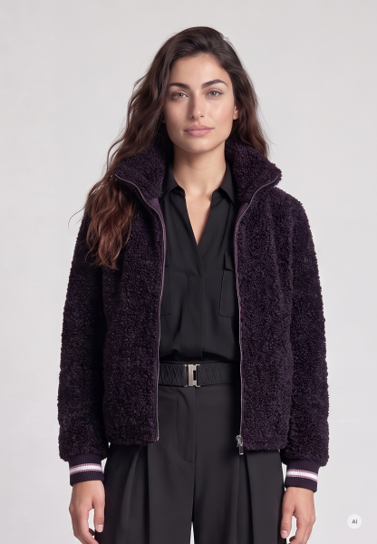 Blouson with striped knit