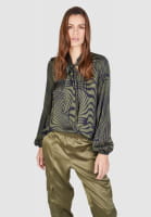 Flared blouse with abstract line print