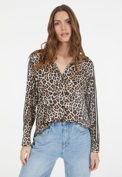 Hemd mit Leoprint und Streifen