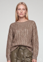 Cable-knit sweater with foil coating