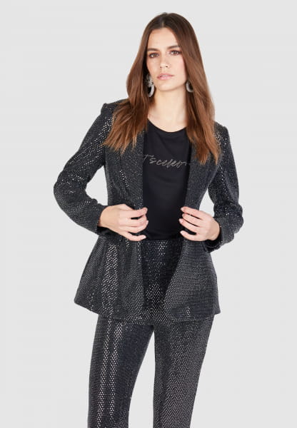 Sequin blazer with shawl collar