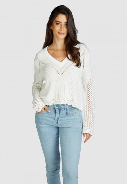 V-neck sweater with ribbing