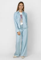 Oversized denim shirt with logo embroidery