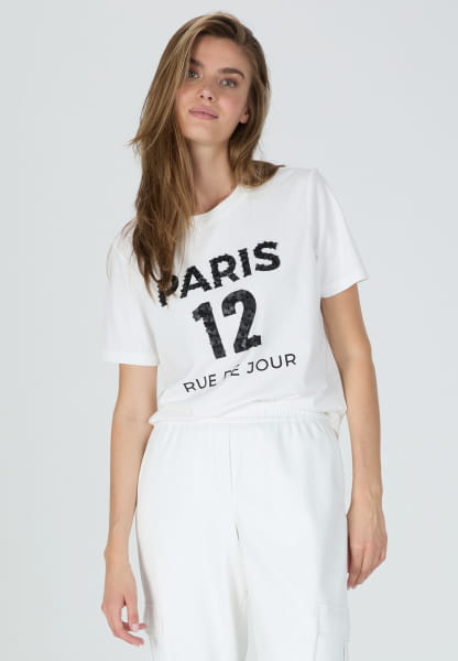 T-Shirt mit besticktem "Paris" Print 