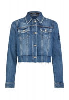 Cropped Jeansjacke aus Comfort Blue Denim