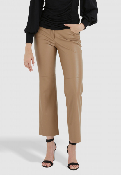 Vegan leather pants in a flared look