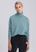 Turtleneck sweater with ribbed contrasting elements
