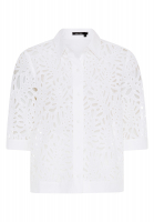 Lace blouse with poplin trim