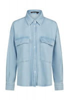 Oversized denim shirt with logo embroidery