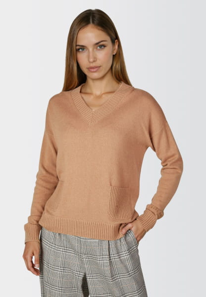 Cashmere sweater with patch pockets