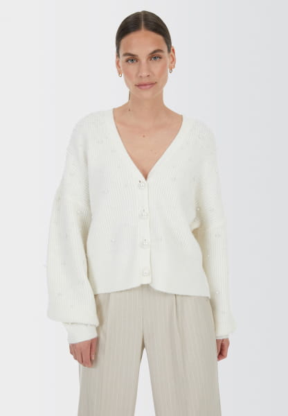 Cardigan with beaded appliqué