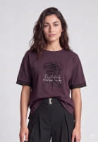 Cotton shirt with velvet rose appliqués