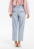 Pleated jeans with stylish corsage waistband with belt