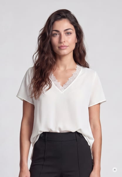 Top with lace neckline