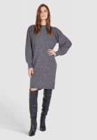 Knitted dress with puff sleeves