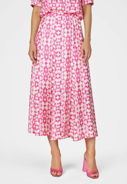 Midi skirt with pink print