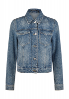 Denim jacket with drop needle pattern