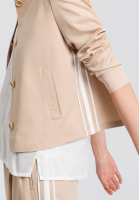 Short jacket with stand-up collar and stripe