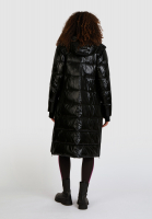 Quilted jacket with hood in metallic look