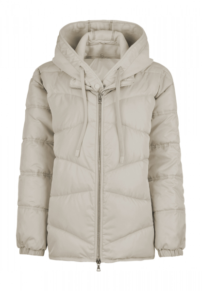 Hooded quilted jacket in shiny look
