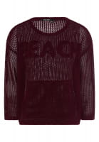 Mesh sweater with intarsia