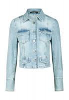 Denim jacket made from lightweight blue denim with lyocell content