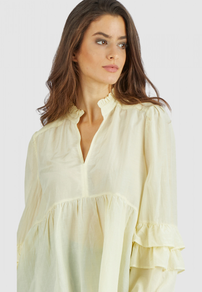 Cotton viscose ruffle blouse