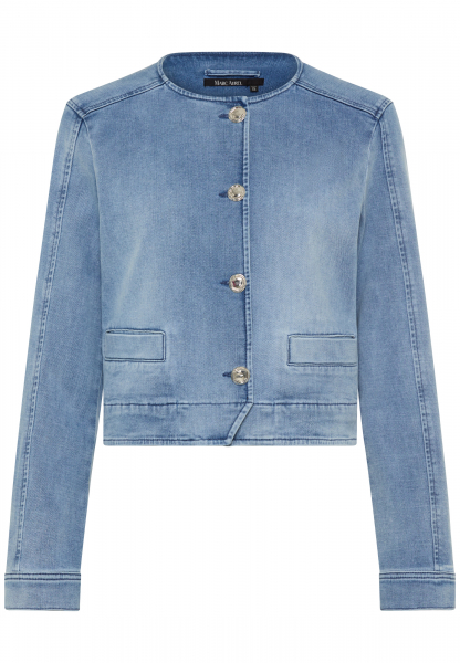 Collarless denim jacket