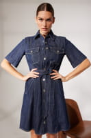 Denim dress with belt