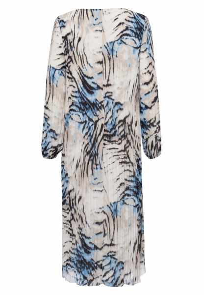 Pleated dress with abstract animal print