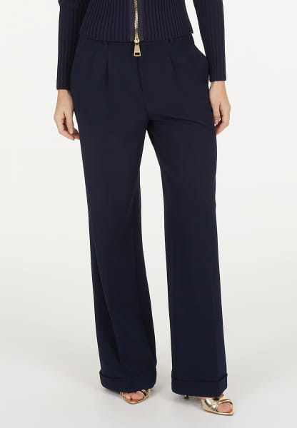 Bundfaltenhose aus elatischem Twill