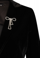 Elasticated velvet blazer with brooch