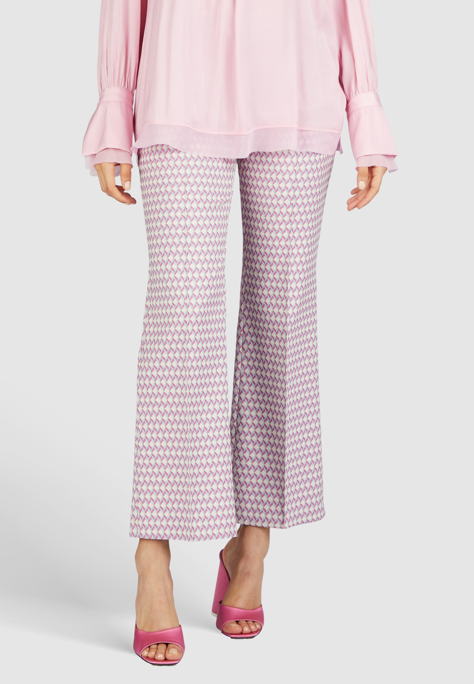 Cropped trousers in graphic jacquard | Trousers & Jeans | Fashion