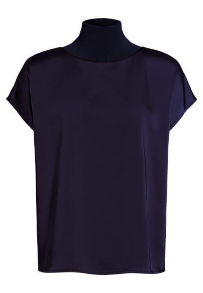 Satin-Top mit Strickbündchen