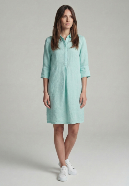 Linen dress with shirt collar