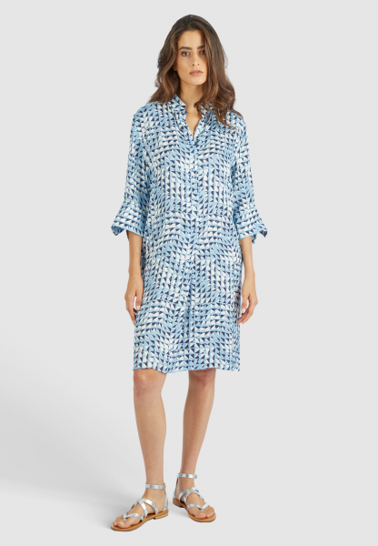 Shirt blouse dress with geometric print