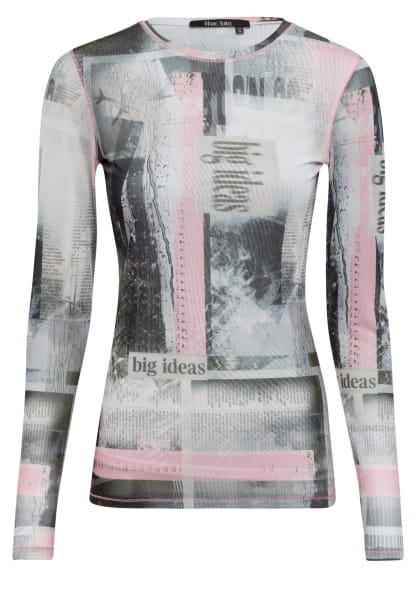 Mesh-Shirt mit Newspaper Print