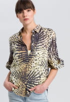 Shirt blouse with tropical-print