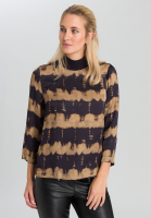 Blouse shirt mit Strickkragen und Batikprint