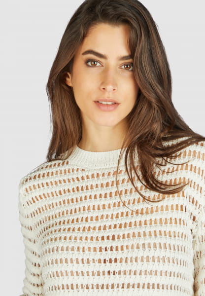 Sweater with striped mesh texture