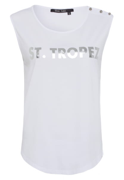 Blouse top with silver coloured lettering