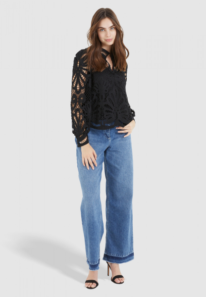 Lace blouse with stand-up collar