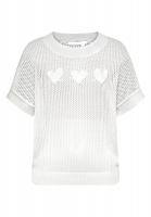 Mesh sweater with heart intarsia
