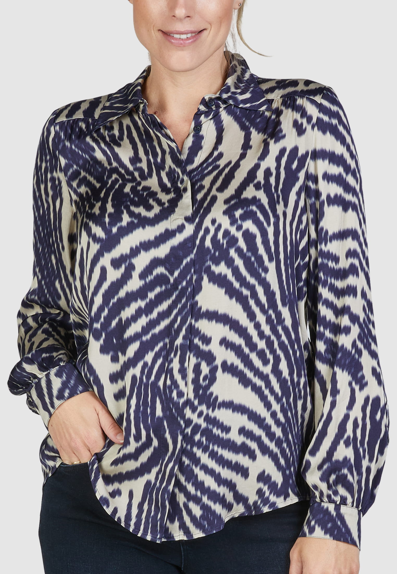 MARC AUREL Bluse mit abstraktem Tigerprint