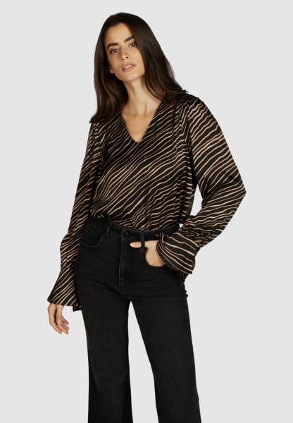 V-neck blouse with stripe print