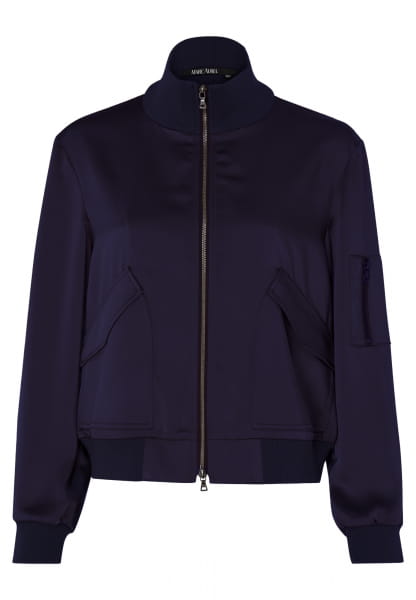 Satin jacket with knitted cuffs