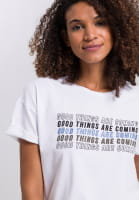 T-Shirt mit Strass-Schriftprint
