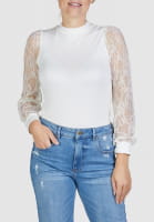 Blouse shirt with lace sleeves